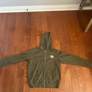 True Religion Khaki Zip-Up Hoodie